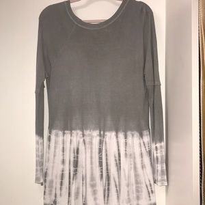 SHOP TALULAH Gray peplum tie-dye top
